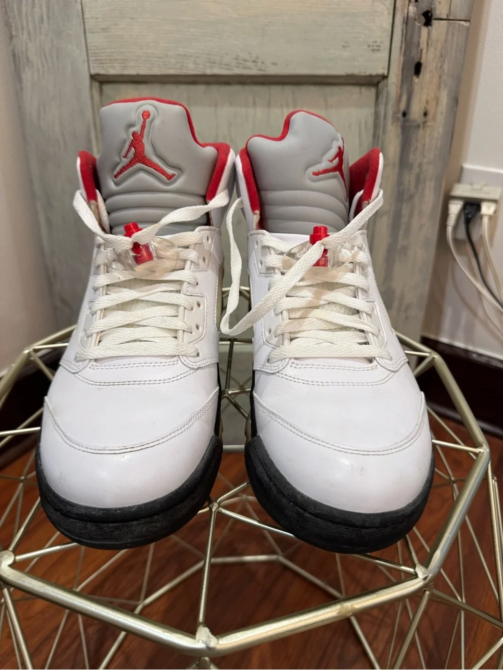 Nike Air Jordan V 5 Retro White Fire Red Black 2020 Silver Tongue Size 11